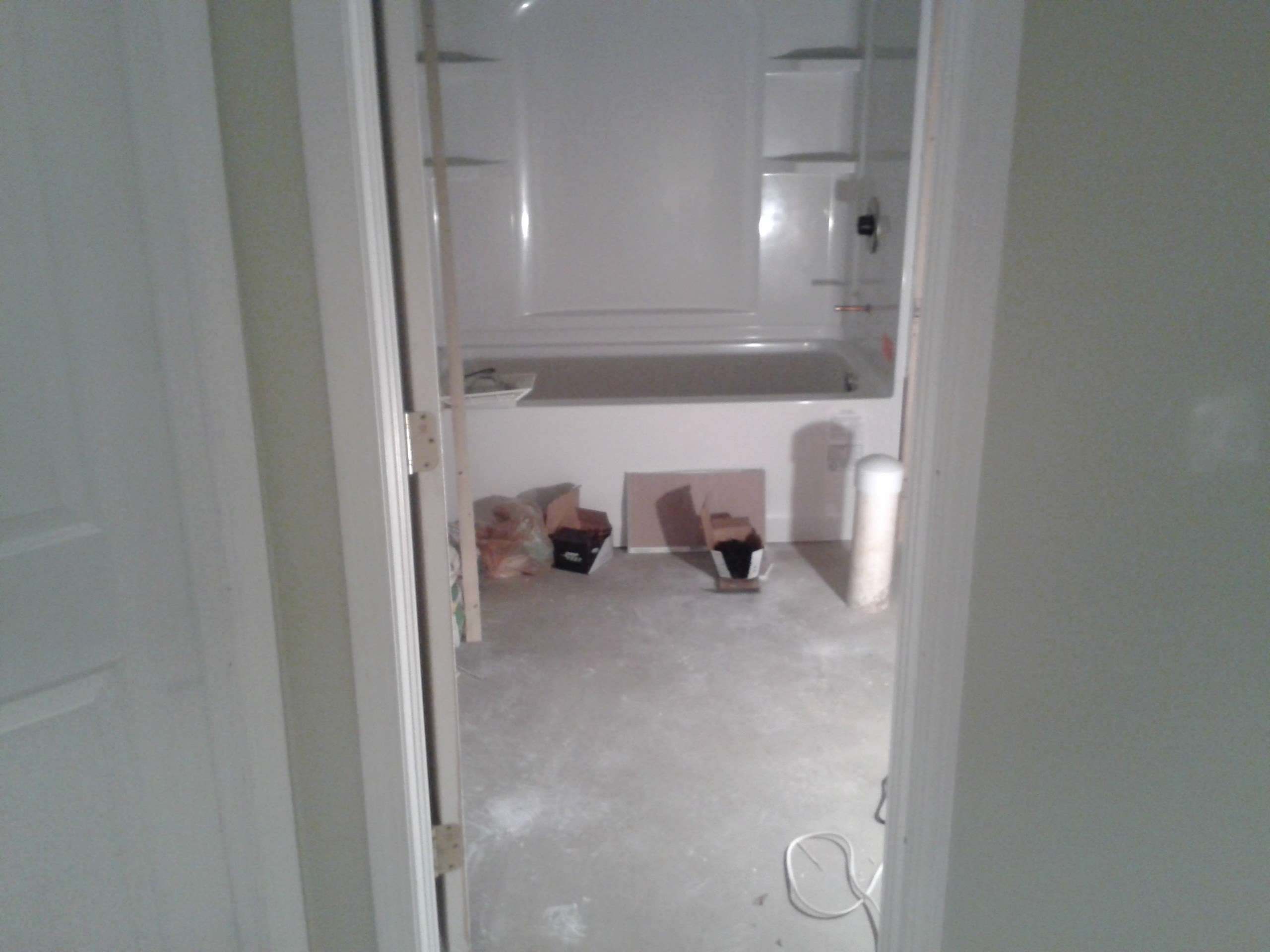 Bathroom framing with tub surround installed