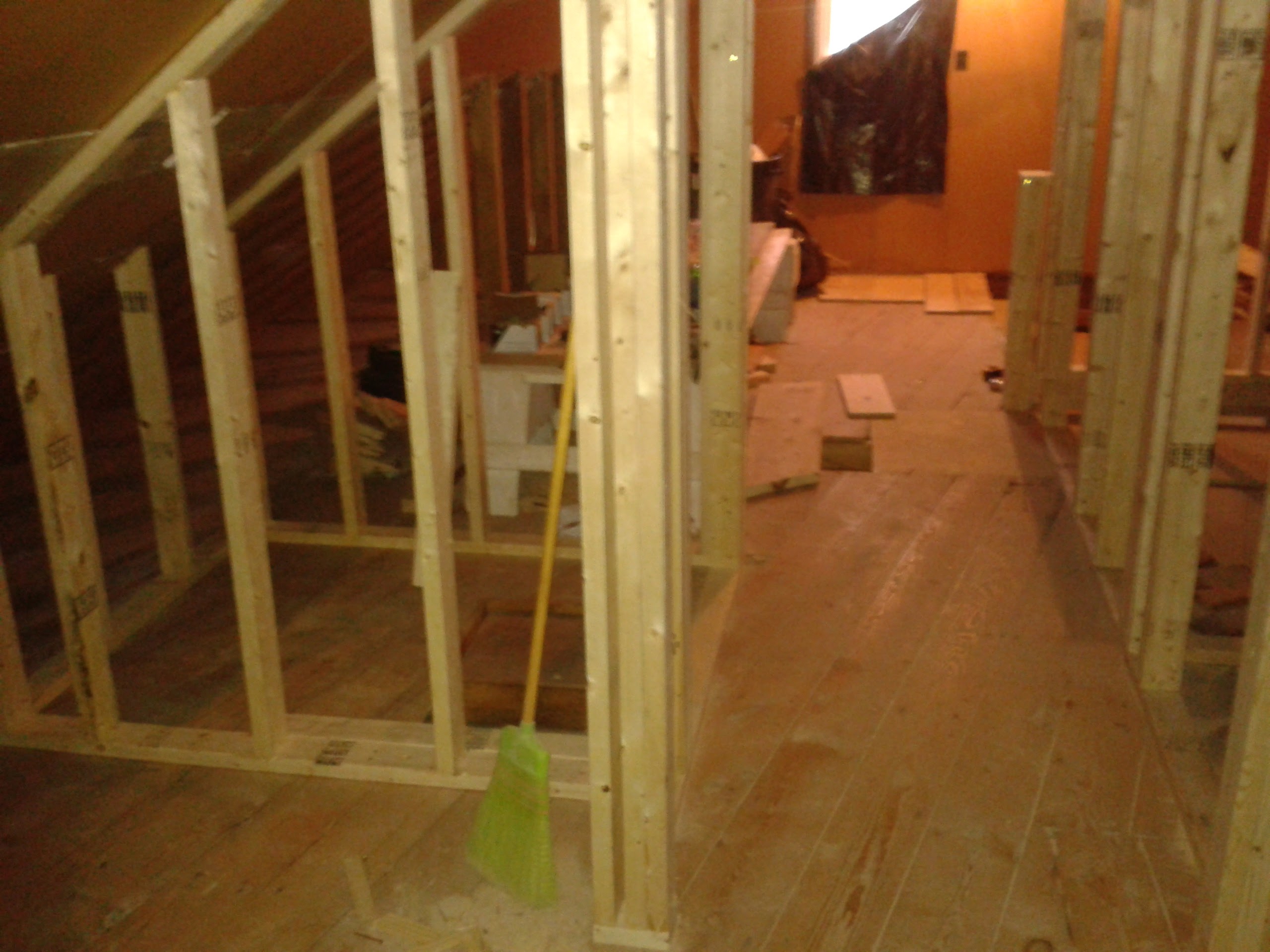 Framing of hallway and rooms in attic conversion